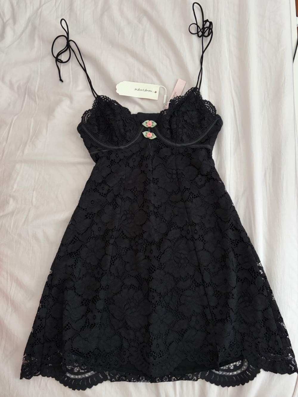 For Love & Lemons Black Lace Mini Dress